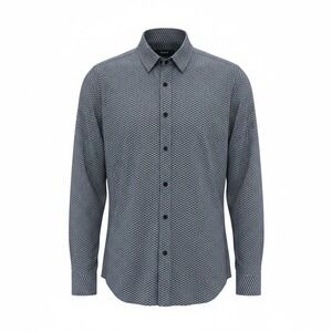 Hugo Boss Slim Fit Mens L Grey Geometric Pattern Long Sleeve Button Down Shirt